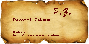 Parotzi Zakeus névjegykártya